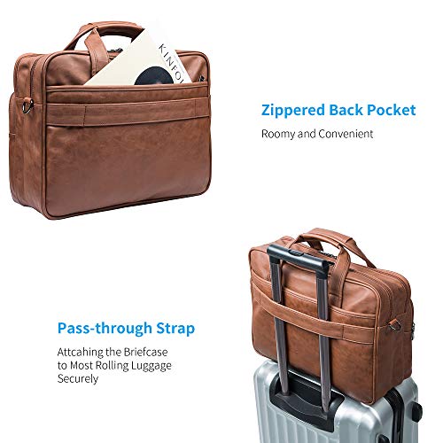 seyfocnia Leather Laptop Bag, Men's 15.6 Inche 17.3 Inche Messenger Briefcase Business Satchel Computer Handbag Shoulder Bag - color: [H]brown, size: 15.6 inch