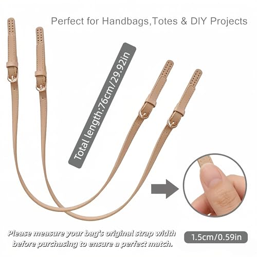 XIMEO 2 Pack Adjustable PU Leather Replacement Purse Straps with Buckles | Adjustable Length, PU Leather Material, Metal Buckles, Handbag Repair and DIY Projects - color: Beige