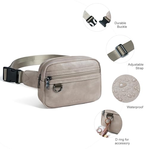 Leresas 2L Fanny Packs for Women Vegan Leather Belt Bag Crossbody Bag Small Chic Waist Sling Bag Waterproof Running Travel Light Grey - color: Light grey