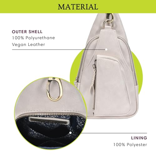 Antik Kraft Tasha Crossbody Sling | Vegan Leather Crossbody Bag for Women with 16-20" Strap | Sling Bags for Women - color: Stone