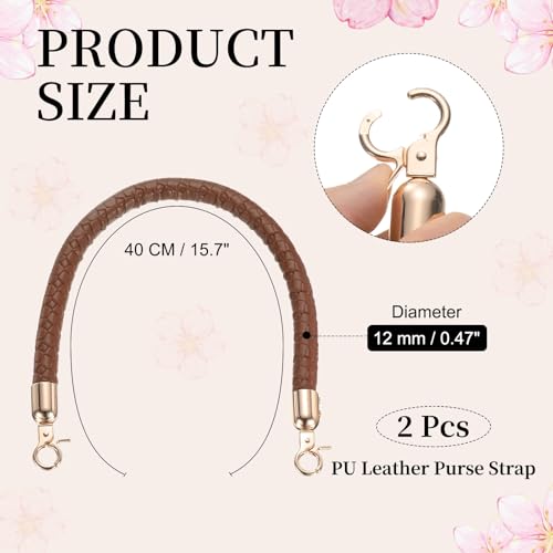 PATIKIL 2 Pcs Braided Purse Straps, 15.7 Inch Leather PU Braided Purse Replacement Handle with Metal Buckles for Handbag Underarm Bags Tote, Coffee - color: Coffee