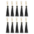 uxcell PU Leather Tassels 6" Keychain Tassel Charm Black 10pcs | Tassel Purse Charm with Lobster Swivel Handbag Phone Straps DIY Crafts for Jewelry Making - color: Black