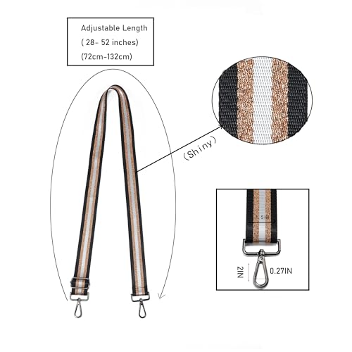 LVYOUME Purse Strap Silver Hardware Wide Bag Straps Replacement Crossbody Adjustable Shoulder Strap for Purses - color: Black Hardware-bright Green Silver -323
