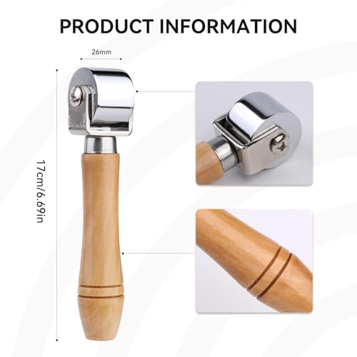 Mnuizu 26 mm Leather Press Edge Roller, Seam Roller for Leather (Wooden) | Seam Roller for Leather, Leather Edge Creaser, Leather Craft Laminating Tool for Leather Craft - color: Wood Color, size: 26mm
