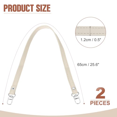 PATIKIL Leather Purse Handle Strap, 2 Pcs 26 Inch Leather Purse Strap Replacement DIY Women Clutch Bag Handbag Top Handle Strap Repair Accessories, Beige - color: Beige, size: 26 Inch