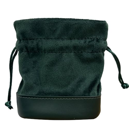 2pcs Velvet Drawstring Pouches PU Leather Bottom Gift Bags for Jewelry,Ring,Earrings,Earphone,Wedding Favors, Party Favors,4" X 4.3" (green+green) - color: green+green