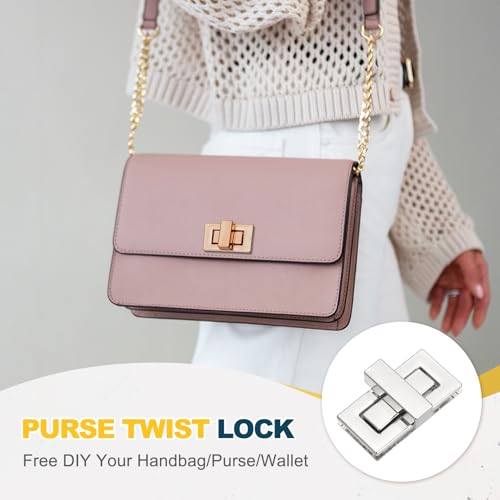 M METERXITY 4Pcs Purse Twist Lock (1.73 x 0.87 Inches, Silver)- Rectangular Purse Closure Twist Turn Lock Clasp Metal Clip Hardware Apply to DIY Handbag/Purse/Wallet/Leather Craft - color: Silver, size: 1.73 x 0.87"