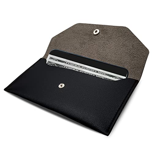 BLMHTWO Cash Wallets for Women - Reusable Leather Cash Envelope Wallet for Budgeting, Billing（Black） - color: black