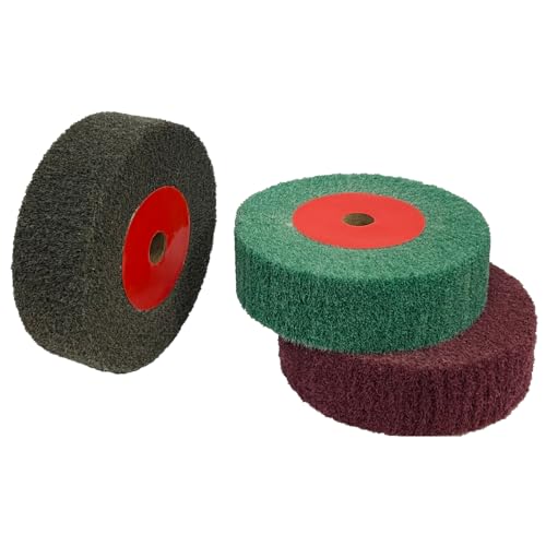3PCS 4 Inch Bench Grinder Polishing Wheels, 320/600/800 Grit Tight Weave Tough Polishing Burnishing Wheel, Nylon Abrasive Flap Wheel for Refurbishing Golf Clubs Metal Copper, 1.2" Thickness 1/2" Arbor