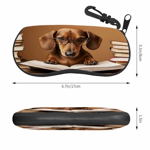 IBILIU Eyeglasses Case Circuit Board Ultra Light Neoprene Sunglasses Case,Soft Reading Glasses Case For Women Men - color: Dachshund