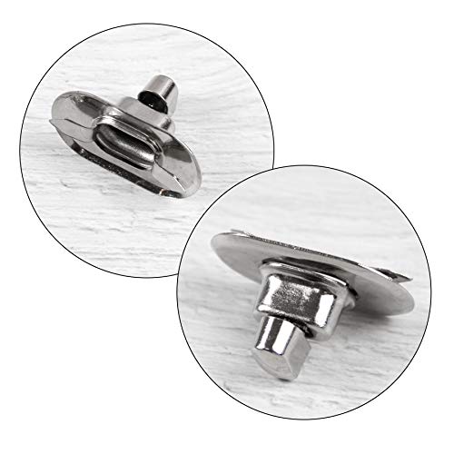 AUEAR, 12 Pack Silver Turn Lock Clasp Hardware Purse Closure latches Handbag Twist Fasteners for DIY Bag Craft Project - color: Silver