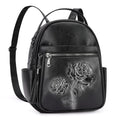 Mini Backpack Purse for Women,Vegan Leather Small Backpack for Daily | Embossed Lightweight Water-Resistance Travel Mini Fashion Daypack Bag,Ladies Casual Backpack Purse Gift Choice for Women - color: Black-flower