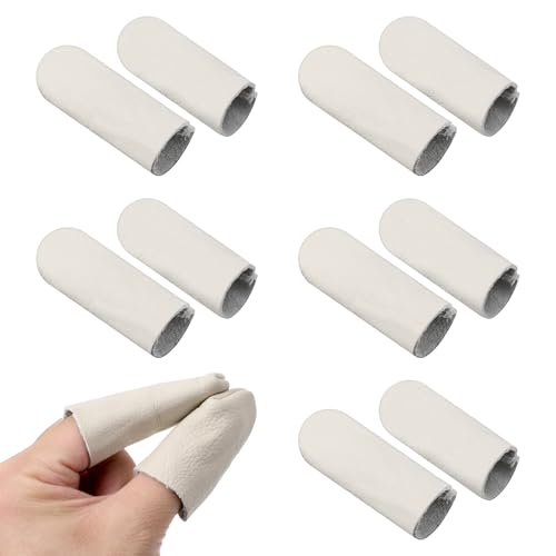 5 Pairs Finger Protectors for Sewing, Leather Thimble & Crochet Finger Guard, Hand Craft Needlework Tools for Knitting & Needle Felting