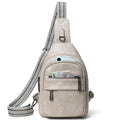 Leresas 7L Sling Bag for Women Crossbody Bag Sling Purse Fanny Packs Vegan Leather Chest Bag Trendy Handbag Travel Anti Theft - color: Light Grey