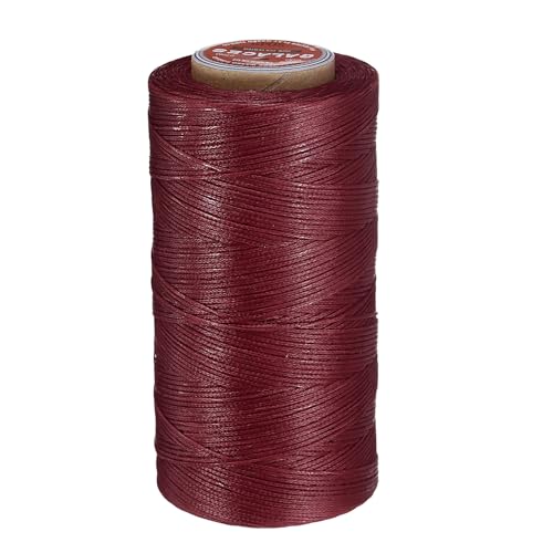uxcell Flat Leather Sewing Waxed Thread, 270m / 295 Yards Polyester Wax String, 150D Wax Stitching Cord for Leather Crafts, Bookbinding, Bracelets Braided, Burgundy - color: Burgundy