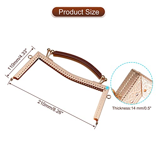 uxcell Metal Purse Frames 2 Pcs Kiss Lock Clasp Frame Embossed Clutch Frame with Rubber Handle for Coin Purse Handbag Making DIY Craft, Gold - color: Gold
