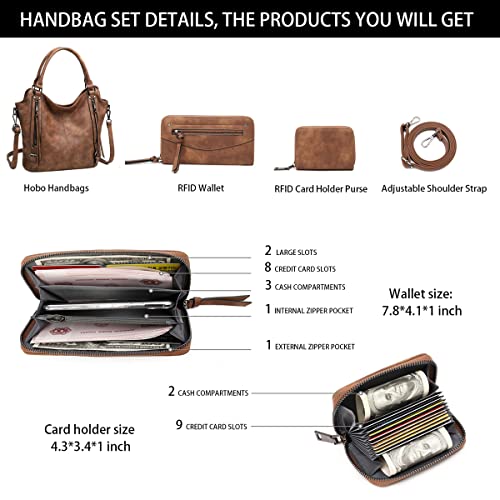 lapsting Hobo Bags for Women Handbags Purse Ladies Boho Shoulder Bag Crossbody Purses Faux Leather - color: I - 15inch Brown - Black Metal