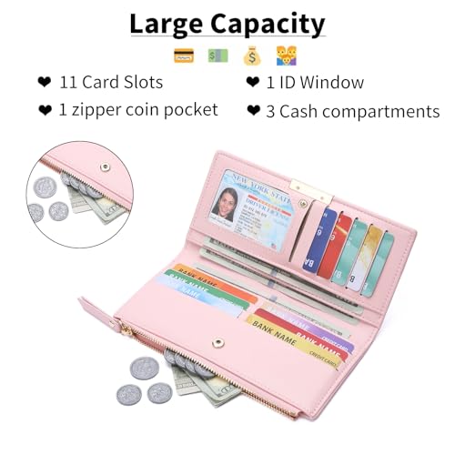Slim Women's Wallet Ladies Credit Card Holder Bifold RFID Blocking - color: A06 Light pink