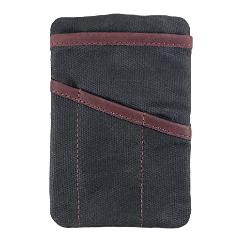 Hide & Drink, Multi-Tool Pocket Pouch, Compact Multipurpose EDC Zippered Bag, Mini Camping Tool Case, Waxed Canvas, Knife Holster, Handmade Slim Organizer - color: Charcoal Black/Sangria