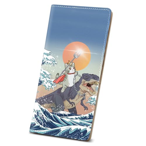 Womens Wallet, Rfid Wallets for Women,Slim Thin Credit Card Holder Organizer Purse,PU Leather Cute Long Bifold Clutch Cash Wallet with Zipper Coin Pocket,Ladies Gift,Dinosaurs and Cats - color: Dinosaurs and Cats