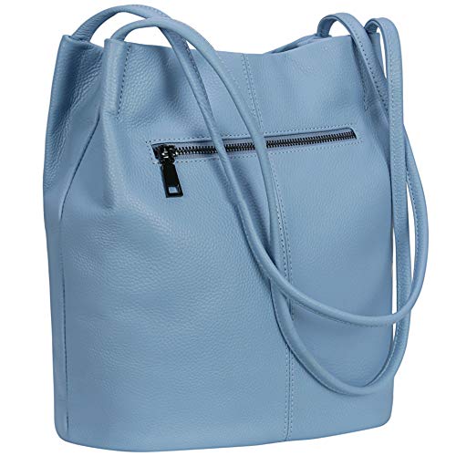 Iswee Soft Leather Tote Bucket Bag Hobo Shoulder Purse and Handbags Women | Large Size Roomy Pocketbooks Ladies Bag Everyday Bag Casual Work Travel Designer Hand Bag - color: Light Blue-lichee