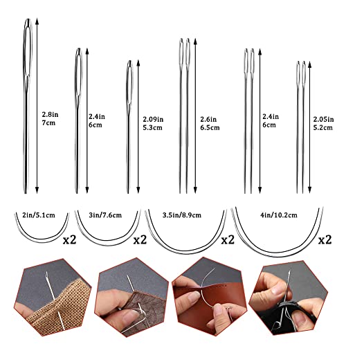 Leather Sewing Kit, Leather Working Tools and Supplies with Large-Eye Stitching Needles, Stitching Kit for Carpet Canvas DIY Sewing Repair