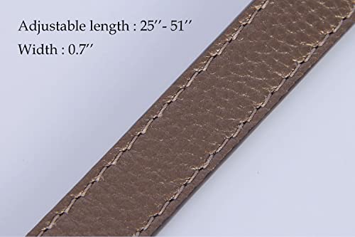 VanEnjoy Full Grain Leather Adjustable Crossbody Straps Replacement - 0.7” Wide, 25”-51” Long (Bronze-Silver Buckles) - color: Bronze-Silver Buckles