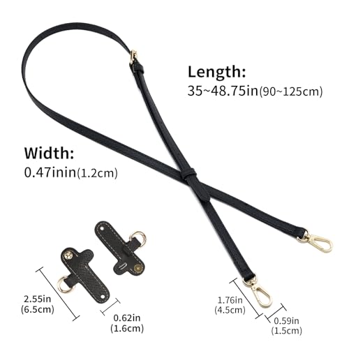 DEVPSISR Leather Strap Suitable for Longchamp Handbag,Crossbody Adjustable Shoulder Strap Conversion Kit - color: Black-gold