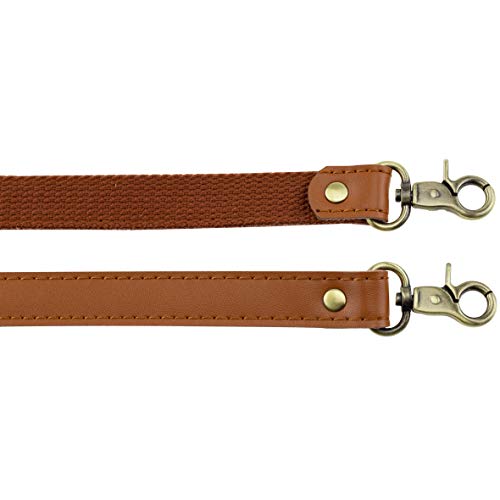 Allzedream Genuine Leather Purse Strap Sewing Canvas Replacement Handbag Shoulder Bag 2 Pcs - color: Camel