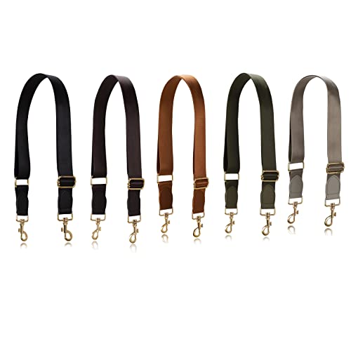 Allzedream Wide Purse Strap Replacement Crossbody Shoulder Bag Adjustable Leather Ends - color: Black Gold Leather