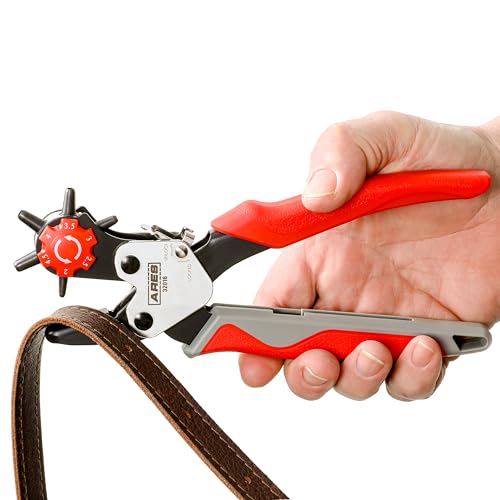 ARES 32016 Professional Hole Puncher | Heavy Duty Leather Punch Plier Tool for Belts, Watch Bands, Saddles, Shoes, and More