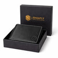 Top Grain, Real Leather Mens Bifold Wallet, RFID Blocking Front Pocket, Stylish Wallet, Gift Box (Bifold Wallet - Black)