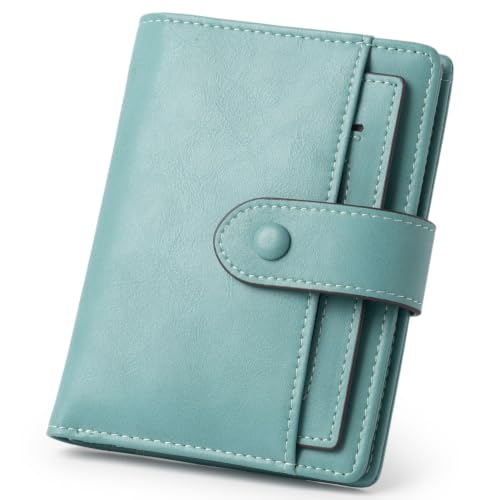 Alldaily Small Slim RFID Blocking Leather Wallet for Women, Bifold with 10 Card Slots and Coin Pocket (Purist Blue) - color: Purist Blue