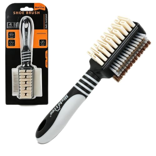 Suede&Nubuck 4-Way Leather Brush Cleaner Suede Brush (Black) | 4-in-1 Suede Brush and Eraser,Horsehair Shoe Brush,Copper Wire Shoe Brush for Suede Nubuck Shoes Boots,Suede Cleaning Brush - color: Black