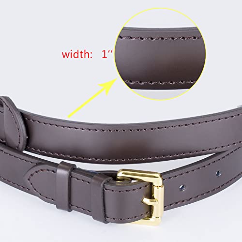 Genuine Vachetta Leather Crossbody Replacement Straps for Purses Shoulder Bags (1"W Yellow-Silver Locks) (Coffee) - color: Coffee