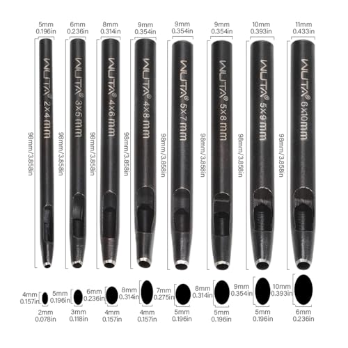 WUTA Oval Leather Hole Punch Set,Carbon Steel Belt Hole Puncher for Leather, Hand Punching Tool for Leathercraft Working (4 * 6mm,1pc) - size: 4×6mm (1 pc)