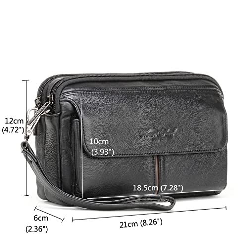 Leather Clutch Purse Wallet Men Wrist Bag - color: #04black
