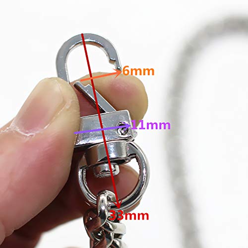 23.6" Silver Purse Chain Strap Replacement for Shoulder Underarm Handbags | DIY Iron Flat Chain Strap with Metal Buckle Replacement for Purse, Underarm Bag Shoulder Bag Handbags - color: Silver, size: 23.6"