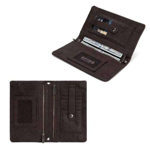 Montana West Wrangler Crossbody Wallet Purse for Women Western Floral Embossed Clutch Small Purse Credit Card Holder - color: C-Coffee