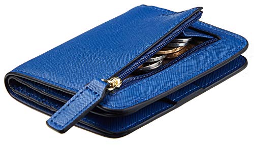 Toughergun Women’s Small Slim Leather Wallet with RFID Protection, Compact Bifold Mini Purse with Clear ID Window - color: CH Deep Blue