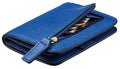 Toughergun Women’s Small Slim Leather Wallet with RFID Protection, Compact Bifold Mini Purse with Clear ID Window - color: CH Deep Blue