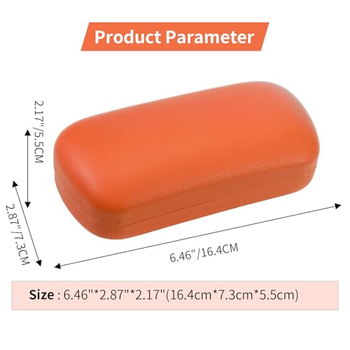 PERFECTSIGHT Sunglasses Case, Large Hard Shell Glasses Case, Cute PU Leather Protective Eyeglasses Case for Women Men - color: Orange