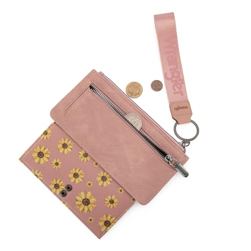X Wrangler Western Wallet for Women Card Cases & Money Organizers Wristlet Wallet with Zipper Pocket - color: X Pink
