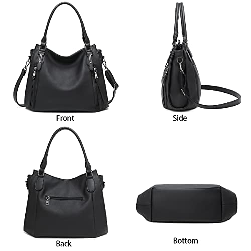 lapsting Hobo Bags for Women Handbags Purse Ladies Boho Shoulder Bag Crossbody Purses Faux Leather - color: G - 15inch Black - Black Metal