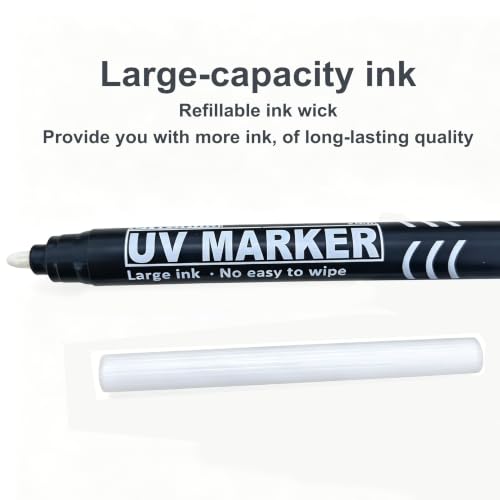 Large Invisible Ink Marker,Medium Tip 2MM Water Based Invisible Securitas Uv Pen for Paper,Skin,Wood,Leather,Plastic,Cloth,Ceramics, Glass, Metal - Pack of 2