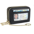 imeetu Rfid Credit Card Holder, Businese Card Case, Wallet for Women Men | Genuine Leather Card Wallet with id Window, Keychain & Double Zipper, Water-resistan Small Wallet with Gift Box, Daily Travel - color: Max - Black