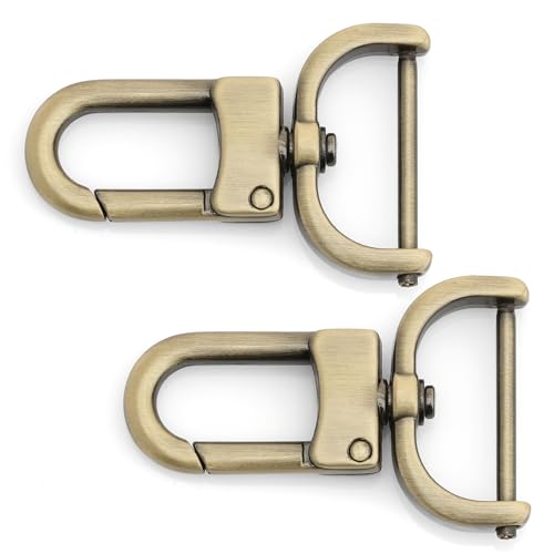 CRAFTMEMORE 2pcs Detachable Snap Hook Swivel Clasp w/Screw Bar VT99 Bag Strap Hardware Replacement (1/2 Inch, Brushed Brass) - color: Brushed Brass, size: 1/2 Inch