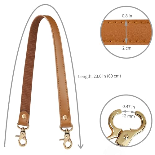 Allzedream Genuine Leather Purse Strap Sewing Canvas Replacement Handbag Shoulder Bag 2 Pcs - color: Camel, Gold Hardware