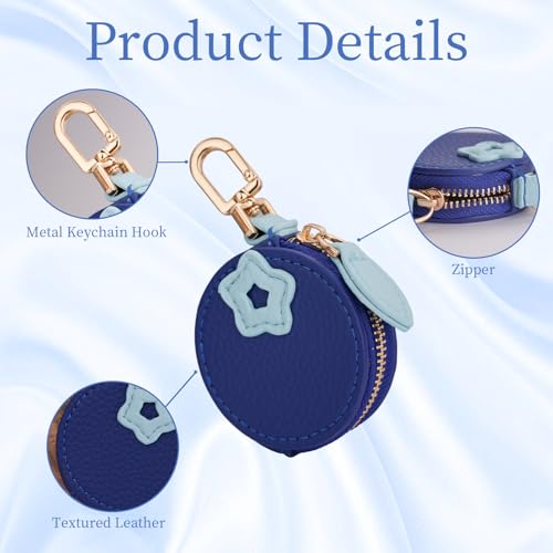 Fruit Coin Purse Bag Charm Keychain, Mini Charm Kawaii Leather Coin Purse Pouch Holder for Airtag Handbag Tote Wallet - color: Blueberry