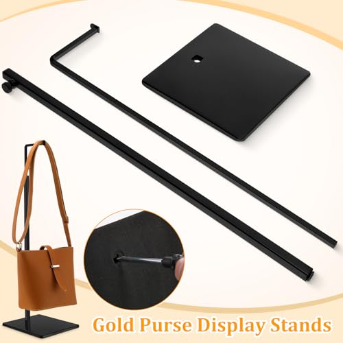 Maitys 4 Pack Purse Display Stands - Adjustable Height Handbag Display Stand Metal Bag Rack Handbag Stand Holder Single Hanging Hook Bag Stands for Boutique Store (Black) - color: Black